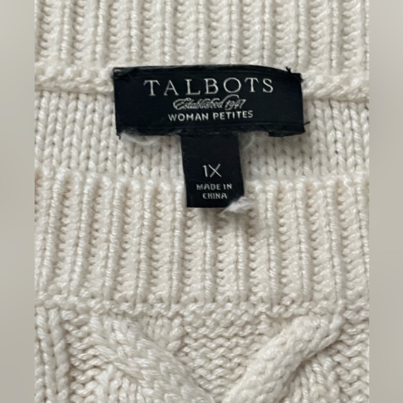 Talbots Woman Petites Size 1X (Large Regular?) Cable Sweater - Picture 5 of 6